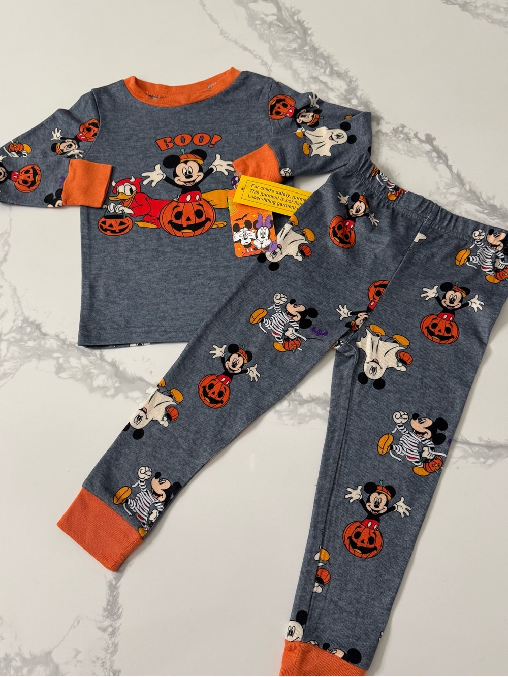 Disney Kids Halloween Mickey Mouse Pajama Set Toddler Snug/Small Fit NEW
